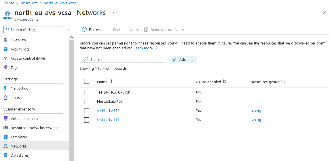Networks in Azure Portal