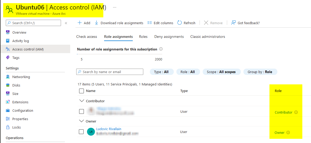Azure RBAC applied to a VMware resource