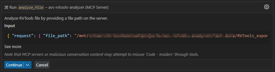 Confirm MCP tool request