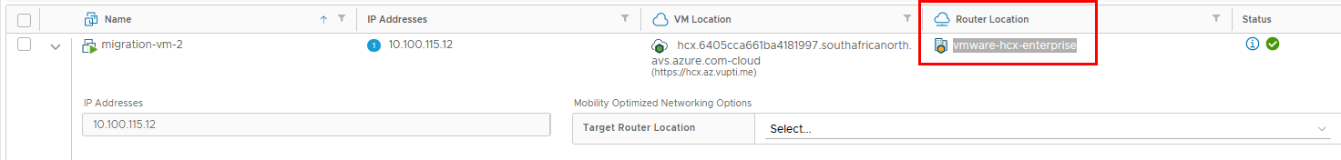 Router location for the migrated VM with default settings::picture-border